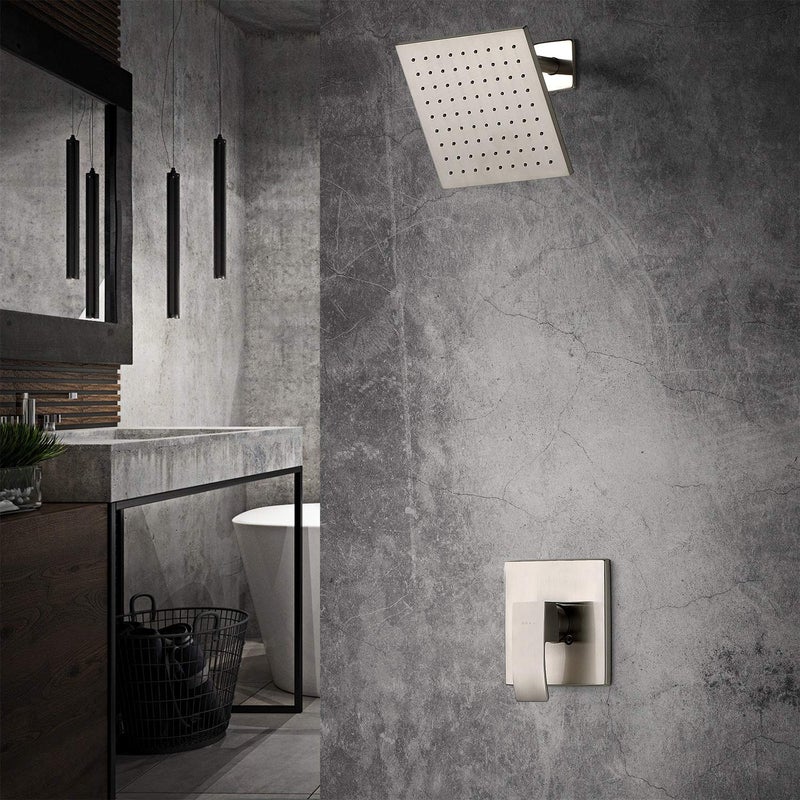 SOKA Shower Faucet Set with 8 Inch Rainfall Shower Head Bathroom Rainfall Shower System Single Function Shower Trim Kit with Rough-In Valve Pressure Balance Square Shower Head - Image 3